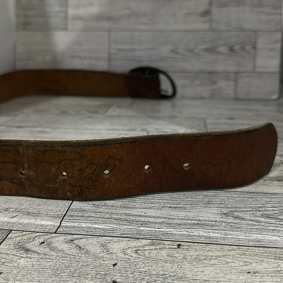 Vintage brown leather boho southwestern distressed belt - Picture 7 of 8